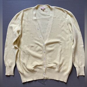 Demylee V-Neck 100% Cotton Cardigan Pale Yellow Women S/Men XS EUC